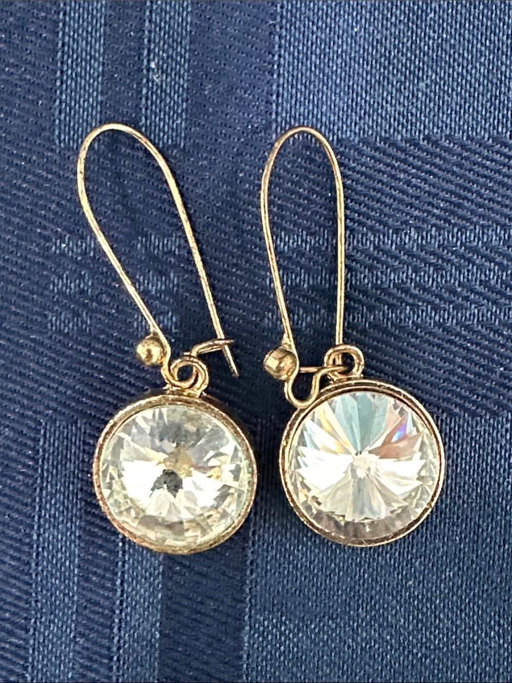 Gold Drop Crystal Earrings - Clear